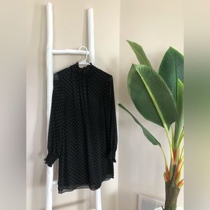 H&M Sheer Overlay Long Sleeve Ruffle Dress Size 2